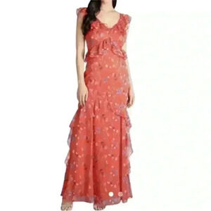 Nikibiki floral print ruffled maxi dress size L